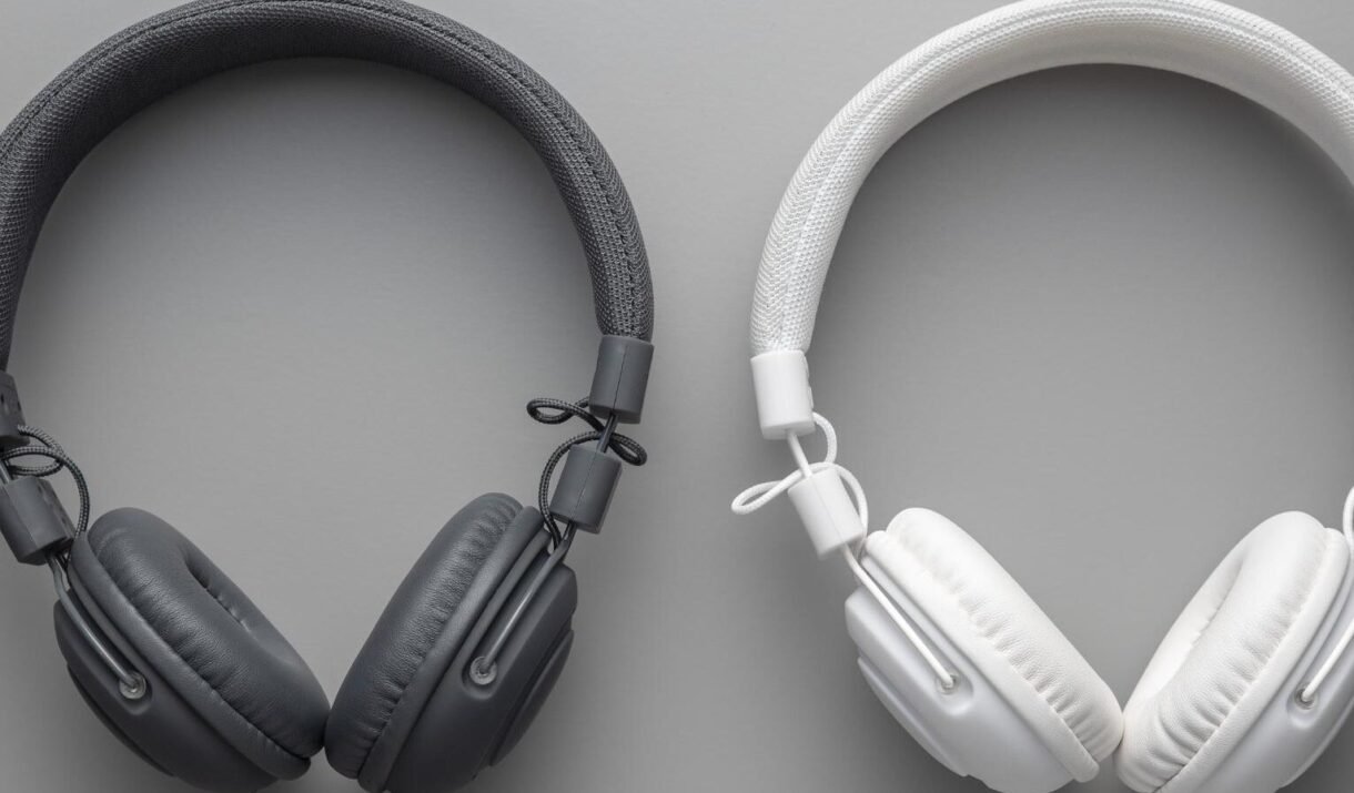 white and black wired stereo headphones on gray ba 2023 11 27 05 22 10 utc (2)